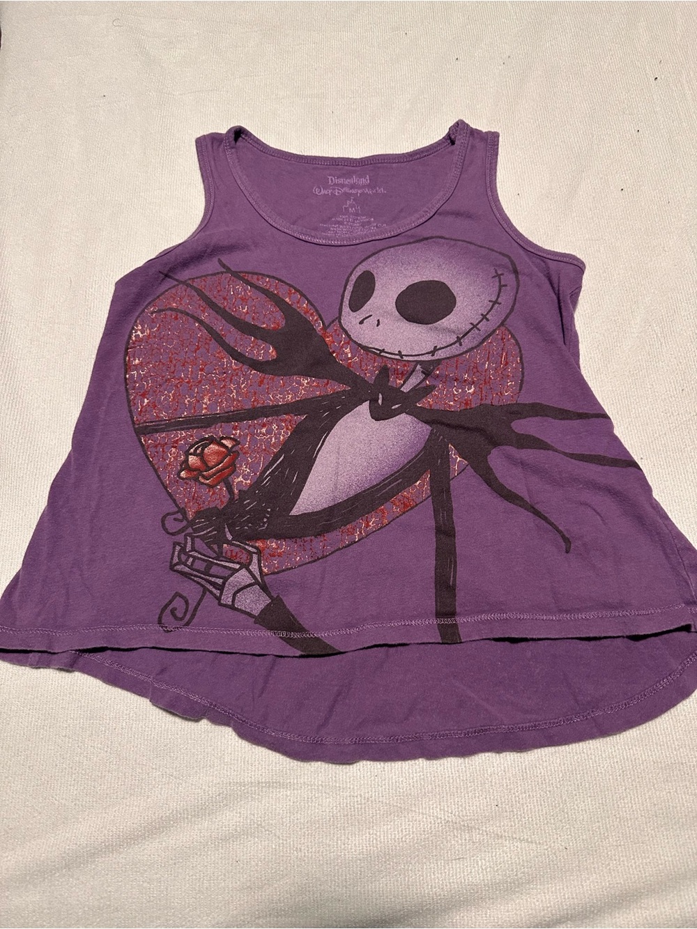 Disney Purple Girls' Tank Top with Jack Skellington Heart Graphic